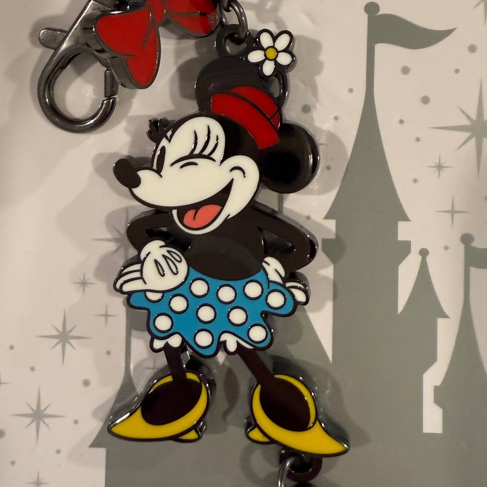 Disney Parks Minnie Mouse Metal Keychain Bag Purse Charm New - Picture 2 of 3